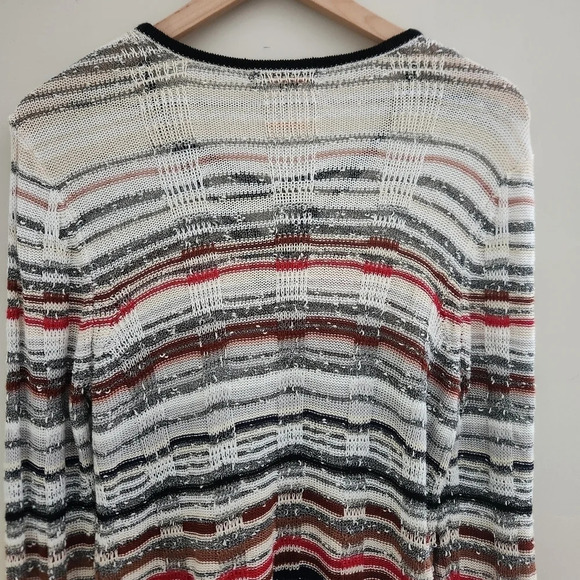 Nic+Zoe | Linen Blend V-neck Lightweight Textured Open Knit Sweater - Size M - Picture 6 of 8